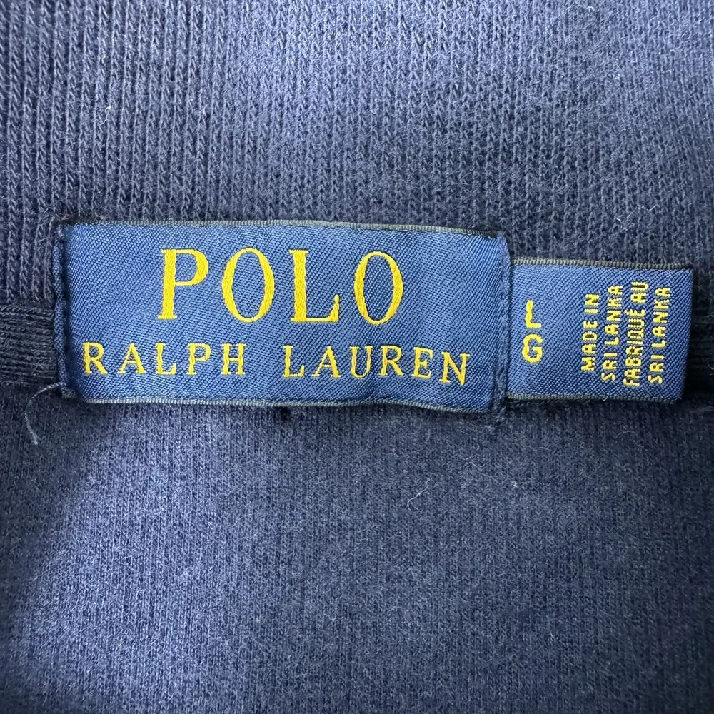 Polo Ralph Lauren Blue Polo Bear Half Zip Cotton L/S Pullover Sweater Size Large